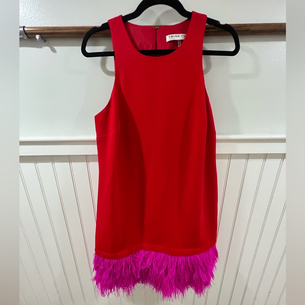 Trina Turk feathered shift dress